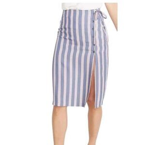 Marine Layer Wrap Skirt Size XL Striped Button Up Tie Waist Blue Red Nautical
